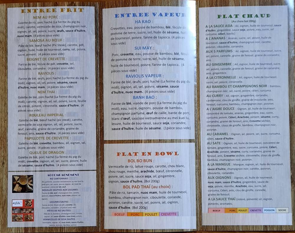 Le Panier de la Marmotte menu asia